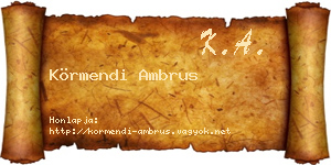 Körmendi Ambrus névjegykártya